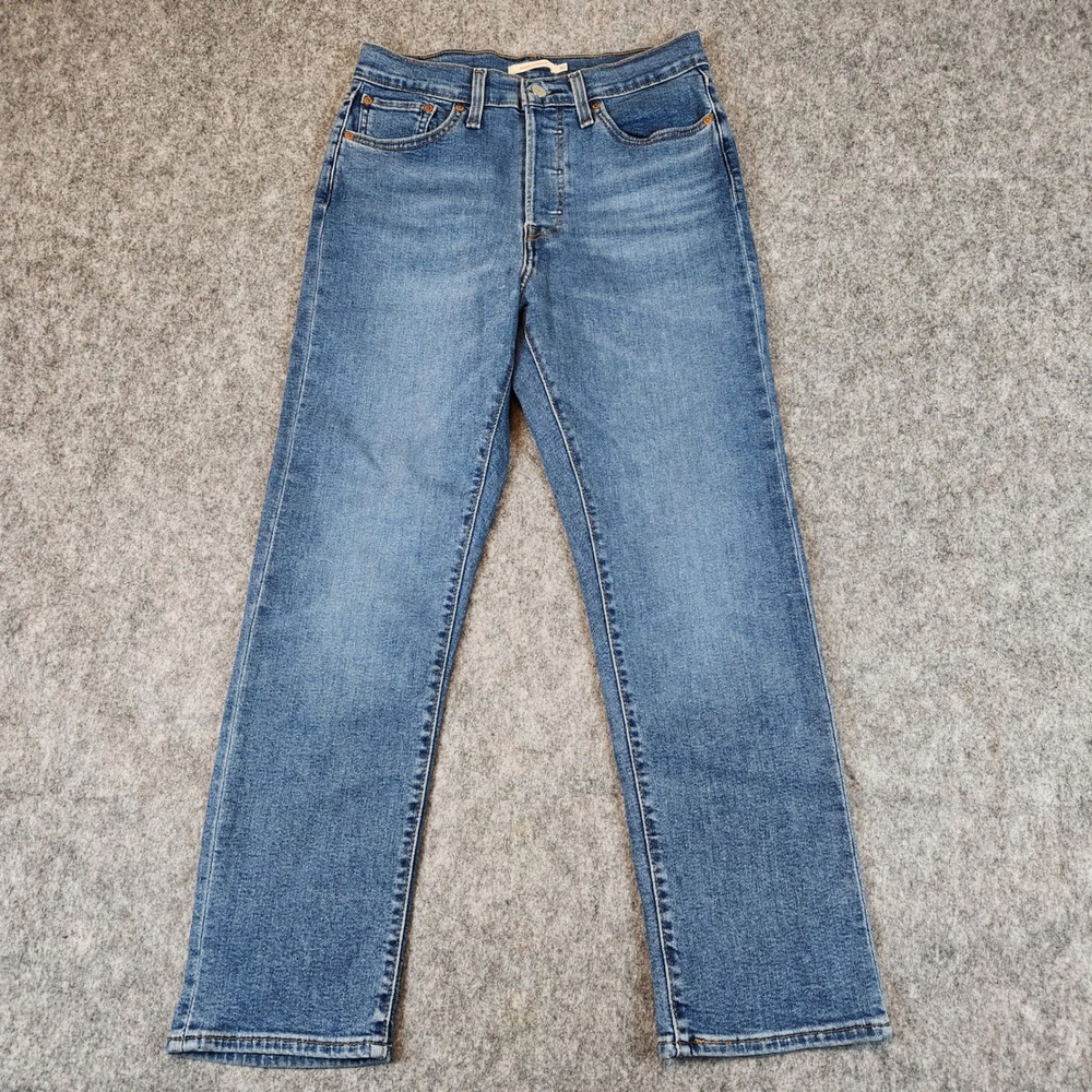 Levis Wedgie Straight Jeans Women 30x27 Blue Denim High Rise Button Fly Straight